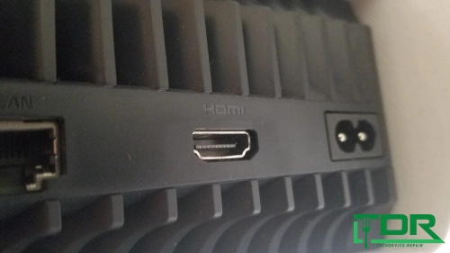 Back of a PS5 HDMI port